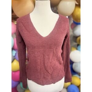 Free People Ribbed V-Neck Sweater –‎ Size Small